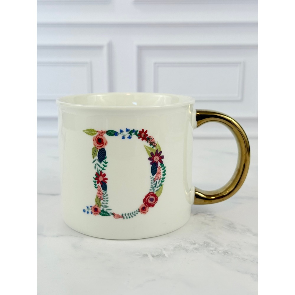 Opalhouse Floral "D" Monogram Mug 3 1/2" Tall EUC!